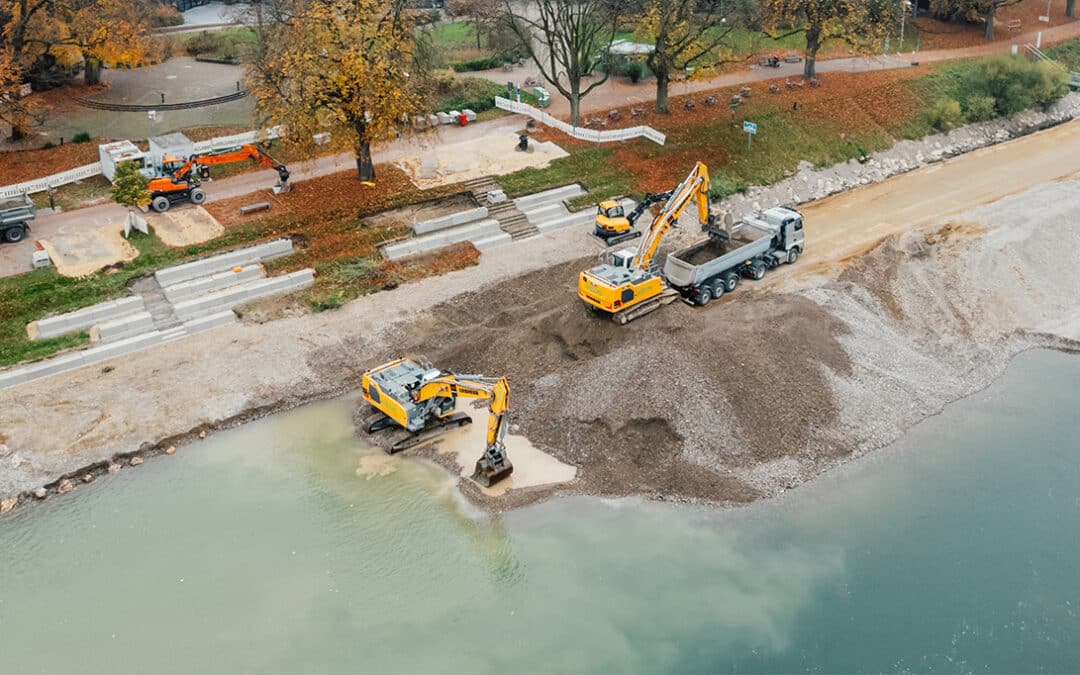 Kiesbaggerung an der Donau für die SWU Stadtwerke Ulm/Neu-Ulm